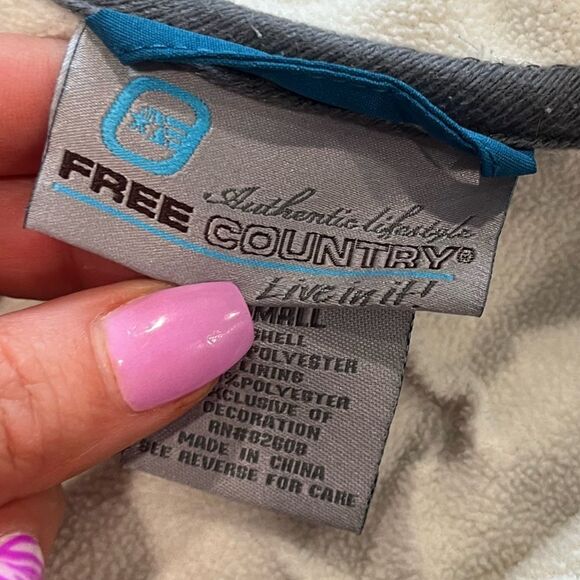 Free Country White Athletic Jacket Hooded Full Zip Fleece Lined Size S - Picture 8 of 9